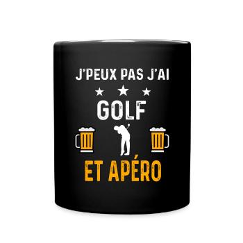 je peux pas j'ai golf golfeur et apéro golf - Mug uni - noir - Devant
