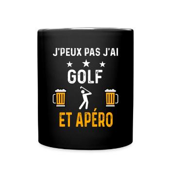 je peux pas j'ai golf swing et apéro golf - Mug uni - noir - Devant