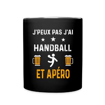 je peux pas j'ai handball joueur et apéro handball - Mug uni - noir - Devant