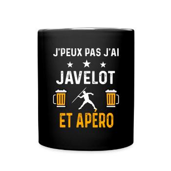 je peux pas j'ai javelot et apéro javelot - Mug uni - noir - Devant
