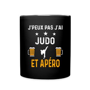 je peux pas j'ai judo et apéro judo - Mug uni - noir - Devant