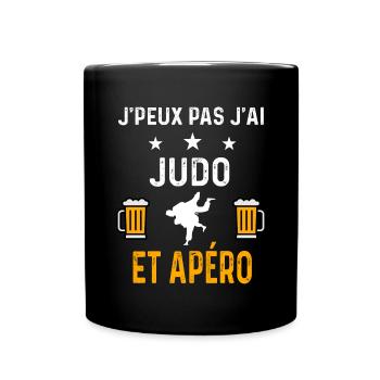 je peux pas j'ai judo judoka et apéro judo - Mug uni - noir - Devant