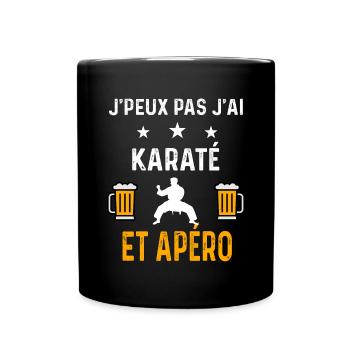 je peux pas j'ai karaté et apéro karaté - Mug uni - noir - Devant