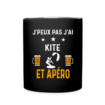 je peux pas j'ai kite et apéro kite - Mug uni - noir - Devant
