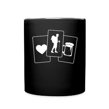 Herz - Bier - Wandern - - Tasse einfarbig - Schwarz - Vorne