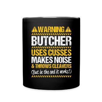Fleischer Metzger Fleischerei Metzgerei Butcher - Tasse einfarbig - Schwarz - Vorne