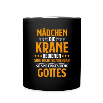 Kranführer Kranfahrer Kran Crane Operator - Tasse einfarbig - Schwarz - Vorne