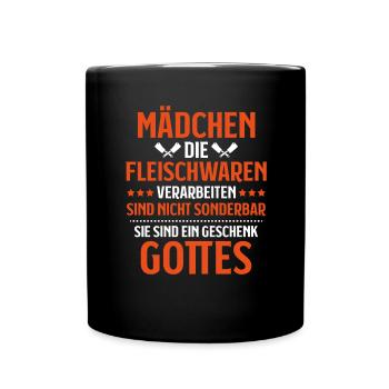 Fleischer Metzger Fleischerei Metzgerei Butcher - Tasse einfarbig - Schwarz - Vorne