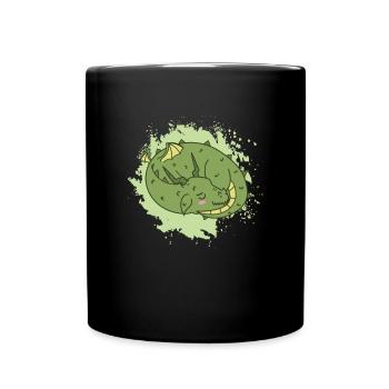 Dragon sleeps cute fantasy animal - Full Colour Mug - black - Front