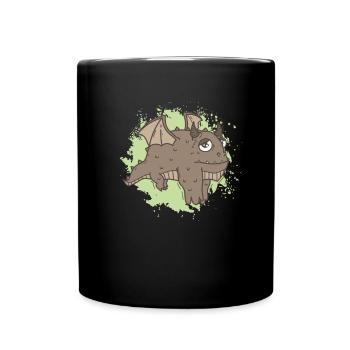 Fat dragon in kawaii funny animal - Full Colour Mug - black - Front