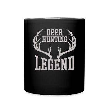Hirschjagd Legende Jäger HIrschgeweih - Tasse einfarbig - Schwarz - Vorne