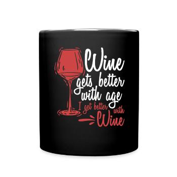 Wine Gets Better With Age Wine Toast - Full Colour Mug - black - Front