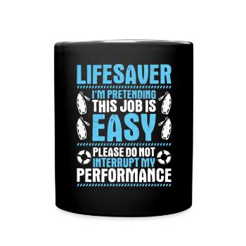 Lifeguard Water Rescue Lifesaver - Full Colour Mug - black - Front