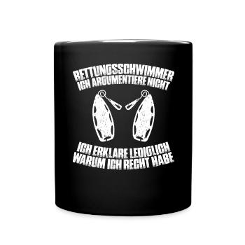 Rettungsschwimmer Wasserrettung Lifesaver - Tasse einfarbig - Schwarz - Vorne