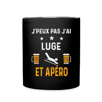 je peux pas j'ai luge et apéro luge - Mug uni - noir - Devant