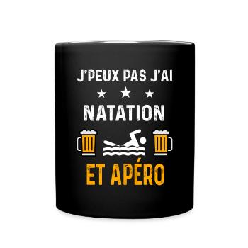 je peux pas j'ai natation et apéro natation - Mug uni - noir - Devant