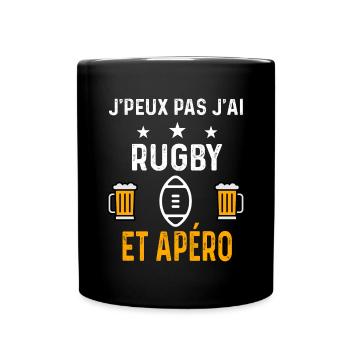 je peux pas j'ai rugby ballon et apéro rugby - Mug uni - noir - Devant