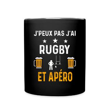 je peux pas j'ai rugby sport et apéro rugby - Mug uni - noir - Devant