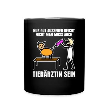 Tierärztin Tierarztpraxis Tiermedizin - Tasse einfarbig - Schwarz - Vorne