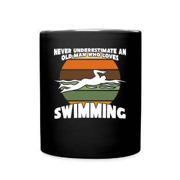 Schwimmer alter Mann Schwimmtrainer - Tasse einfarbig - Schwarz - Vorne