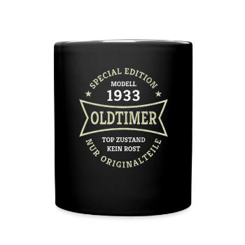 Oldtimer 90. Geburtstag Jahrgang 1933 Geschenkidee - Tasse einfarbig - Schwarz - Vorne