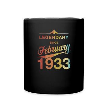 90e anniversaire Légendaire Février 1933 Année 33 - Mug uni - noir - Devant