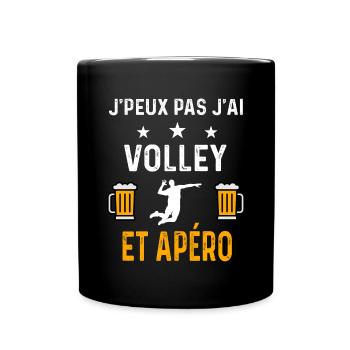 je peux pas j'ai volley et apéro volley - Mug uni - noir - Devant