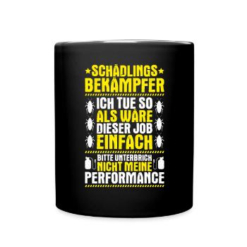 Schädlingsbekämpfer Kammerjäger Exterminator - Tasse einfarbig - Schwarz - Vorne