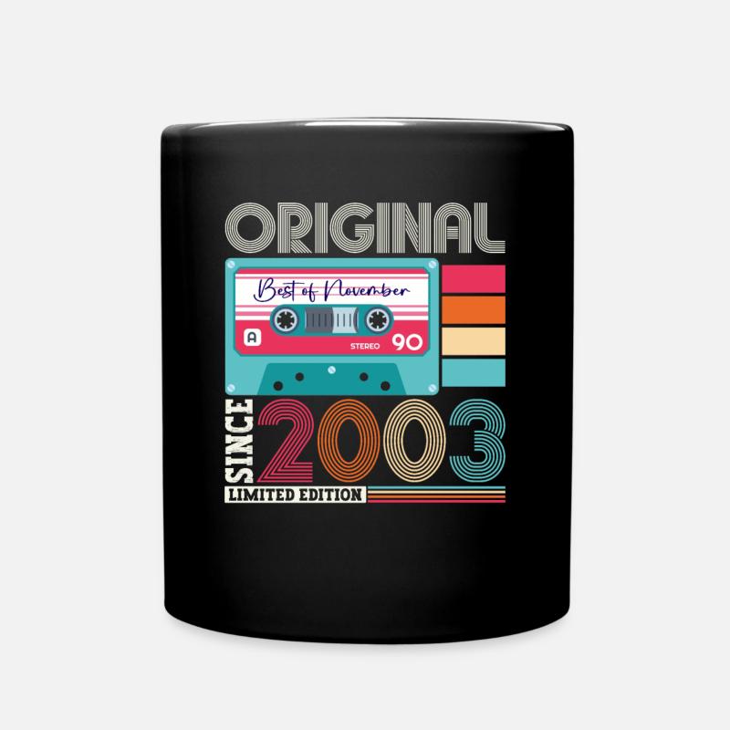 November vintage 2003 19th birthday gift - Full Colour Mug - black
