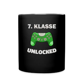 7. Klasse Gamer Deko Zocker Schule Kinder Geschenk - Tasse einfarbig - Schwarz - Vorne