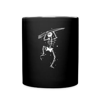 Skeleton with surfboard wants to surf Water sports - Full Colour Mug - black - Front