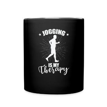 Jogging is my Therapy Fitness Sport Running - Full Colour Mug - black - Front
