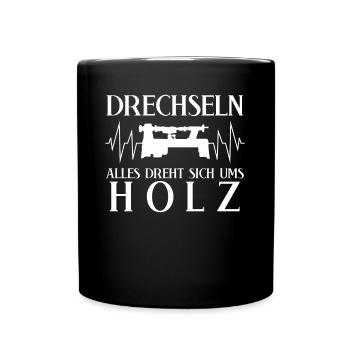 Drechseln Drechsler Drechselbank - Tasse einfarbig - Schwarz - Vorne