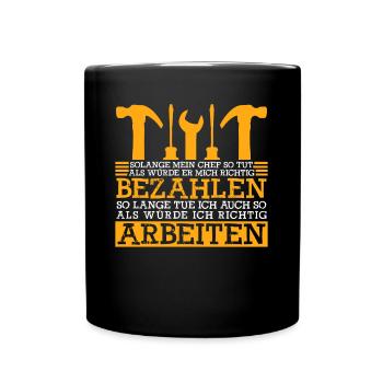 Handwerker Witz Handwerk - Tasse einfarbig - Schwarz - Vorne