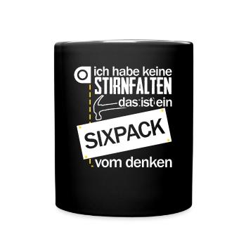 Handwerker Sixpack Handwerk - Tasse einfarbig - Schwarz - Vorne