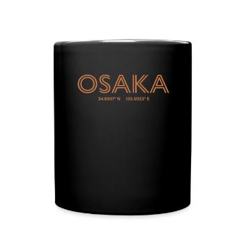 Coordonnées de la ville du Japon - Osaka - Mug uni - noir - Devant