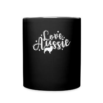 Love Aussie Australian Shepherd Dog - Full Colour Mug - black - Front
