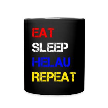Eat Sleep Helau Repeat | Fastnacht Mainz Feiern - Tasse einfarbig - Schwarz - Vorne