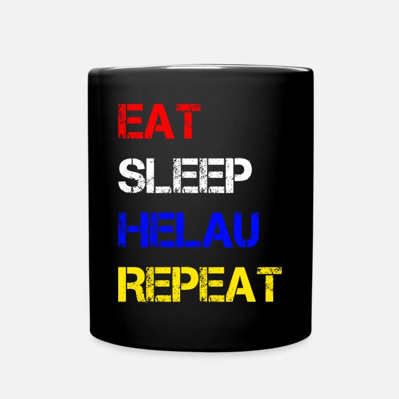 Eat Sleep Helau Repeat | Celebrate Carnival Mainz - Full Colour Mug - black