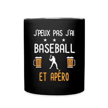 je peux pas j'ai baseball baseballeur apéro - Mug uni - noir - Devant