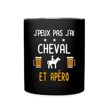 je peux pas j'ai cheval apéro - Mug uni - noir - Devant