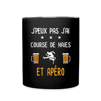 je peux pas j'ai course de haies apéro - Mug uni - noir - Devant
