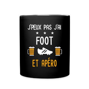 je peux pas j'ai foot crampons apéro - Mug uni - noir - Devant