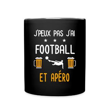 je peux pas j'ai football foot apéro - Mug uni - noir - Devant