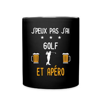 je peux pas j'ai golf apéro - Mug uni - noir - Devant