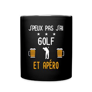 je peux pas j'ai golf golfeur apéro - Mug uni - noir - Devant