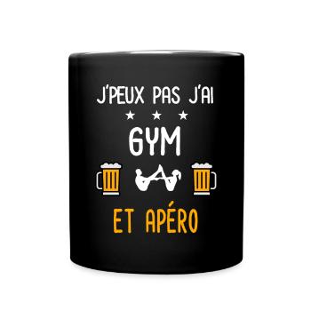je peux pas j'ai gym apéro - Mug uni - noir - Devant