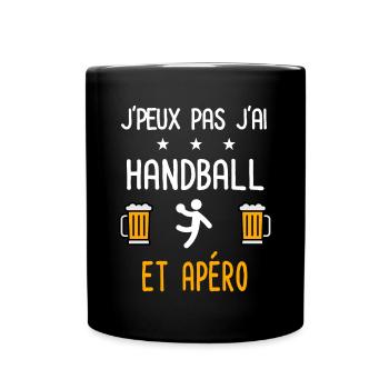 je peux pas j'ai handball joueur apéro - Mug uni - noir - Devant