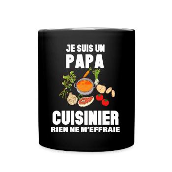 Je Suis un papa cuisinier Citation Métier Humour - Mug uni - noir - Devant