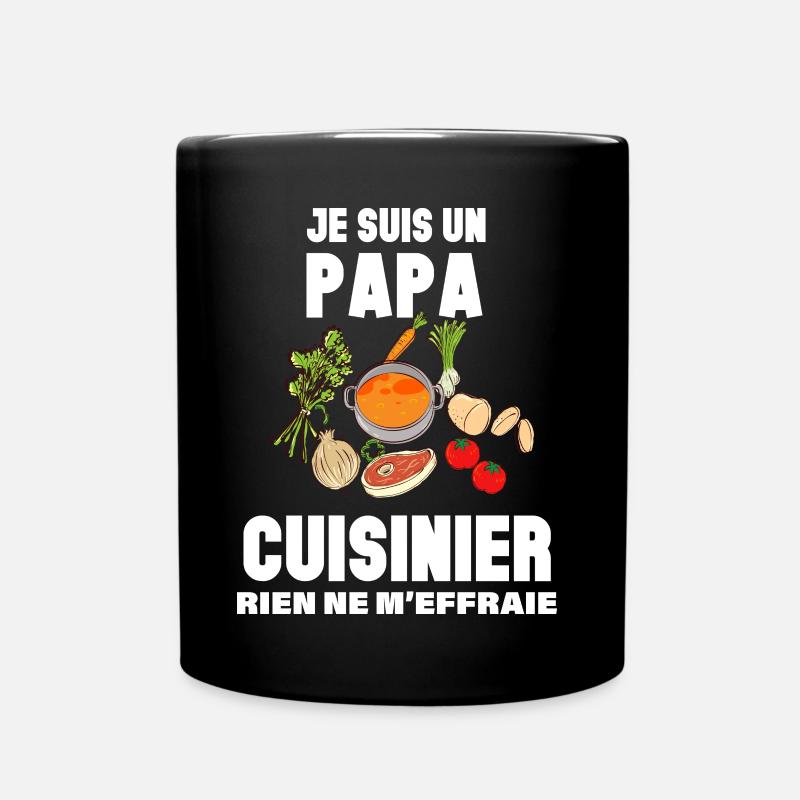 Je Suis un papa cuisinier Citation Métier Humour - Mug uni - noir